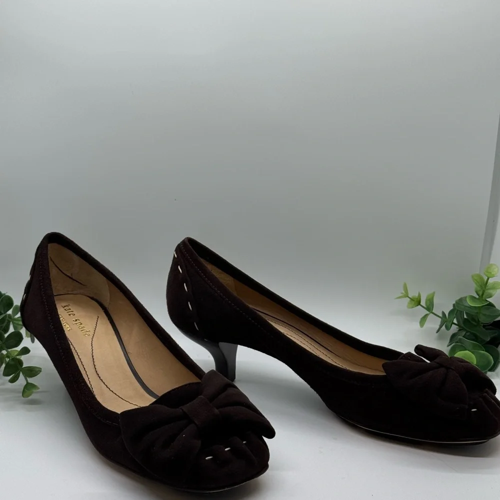 Kate Spade Brown Soft Suede Kitten Heel-size 6